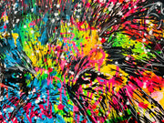 Löwengesicht auf Graffiti-Hintergrund