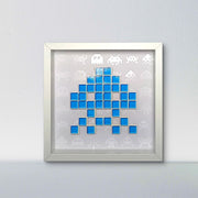 Jendell - Mosaico de papel Space Invaders - Azul sobre fundo branco
