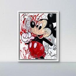 Mickey Mouse is happy