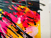 Löwengesicht auf Graffiti-Hintergrund