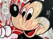 Mickey Mouse is happy