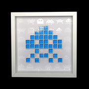 Jendell - Mosaico de papel Space Invaders - Azul sobre fundo branco