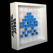 Jendell - Mosaico de papel Space Invaders - Azul sobre fundo branco