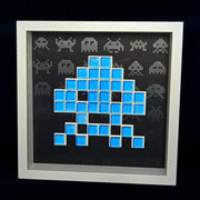 Jendell - Space invaders paper mosaïque - Bleu sur fond noir