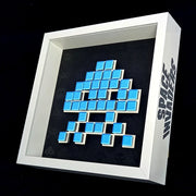 Jendell - Space invaders paper mosaïque - Bleu sur fond noir