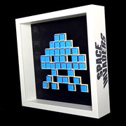 Jendell - Space invaders paper mosaïque - Bleu sur fond noir