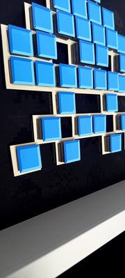 Jendell - Space invaders paper mosaïque - Bleu sur fond noir