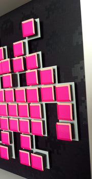 Tissa - Mosaico de papel Space Invaders - Magenta