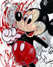 Mickey Mouse is happy