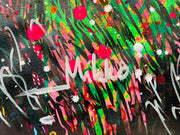 Löwengesicht auf Graffiti-Hintergrund