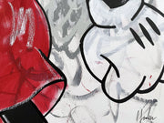 Mickey Mouse is happy