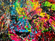 Löwengesicht auf Graffiti-Hintergrund