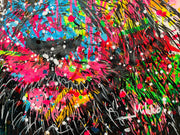 Löwengesicht auf Graffiti-Hintergrund