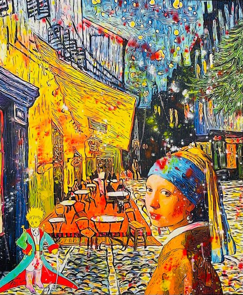 The Pearl Girl And Petit Prince in Van Gogh Coffee - Joaquim Falcó